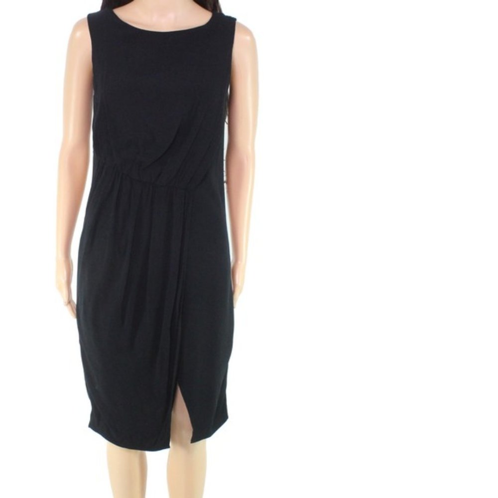Slate & Willow Black Ruched Sheath Crewneck Dress Size 8